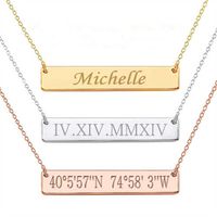 Wholesale Custom Personalised Stainless Steel Womens Necklaces Sets Engravable Blank Rose Gold Plated Silver Jewelry Pendant Bar Necklace