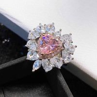 pink diamond heart ring 2022 - Cluster Rings MFY Milan Girl Micro-studded Zircon Love Heart-shaped Pink Diamond Ring Simple Fashion Temperament Wedding Party Jewelry