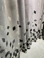Wholesale Fashion Light Luxury Chenille Curtains Jacquard Prismatic Black And White Square Full Blackout Living Room Bedroom Curtain Drapes