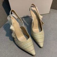 Wholesale Classic Fashion Ladies Sandals Designer Shoes Top Quality Suppliers Formal Wear Luxury Slim High Profile Heel Back Space Pointed Toe Size