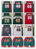 Wholesale mens Seattle s SuperSonics s Throwback Gary Payton Shawn Kemp Basketball Shorts Basketball Jerseys red white Blue high quality