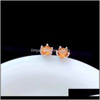 Wholesale Stud Jewelrysuper Simple Natural Citrine Earrings Pure Sier Price Feedback To Old Customers Including Certificate Package Drop Delivery