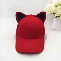 Wholesale Ball Caps The cat ears baseball cap for women and girl made of pure cotton equestrian topi female cute hat GJ47