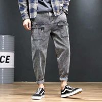 Wholesale Summer Fashion Brand Jeans Men s Elastic Large Loose Tapered Capris Trend Harlan Multi Pocket Pants