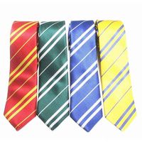 Wholesale DHL Striped Neck Tie for Mens School Ties Studentsuits Gryffindo Ravenclaw Hufflepuff Slytherin Necktie Fashion Accessory Halloween Gift