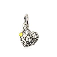 Wholesale Family Tree Dangle Charm Bead Painted Yellow Little Heart Big Hole Fashion Women Jewelry European Style For Pand DIY Bracelet PANZA005