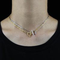 Wholesale Chains quot quot Gold Color Paper Clip Chain Collar Fashion Women Jewelry Sterling Silver Classic Toggle Clasp Shaped Choker Necklace
