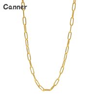 Wholesale Canner Sterling Silver Classic Paper Clip Women Chocker Necklace Minimalism Clavicle Necklaces Fine Jewelry Chain Collares