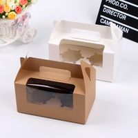 Wholesale Gift Wrap Set Eco Friendly Paper Packing Boxes Baking Muffin Clear Cupcake With Two Compartment Assorted Color