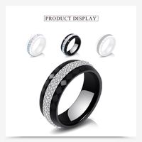 Wholesale Ceramic Ring Female Crystal From Swarovskis Black And White Inlaid Zircon Jewelry Fit Women For Party Cluster Rings