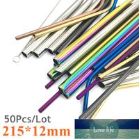 Wholesale 50PCS Reusable Stainless Steel Drinking Metal Straw Boba Bubble Tea Smoothie Straws Straight Bent Colorful Cocktail Straws