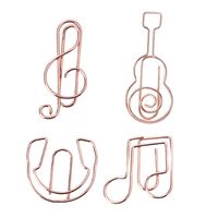 Wholesale Mini Metal Paper Clips Gold Rose Gold Guitar Music Note Shape Paper Clips Bookmark Memo Planner School Office Stationery Supplies