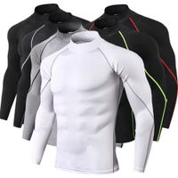 Wholesale Men s high fitness pro sports running long sleeve T shirt autumn and winter elastic quick drying standing collar sweaterBP2G