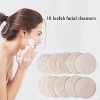 Wholesale 10pcs Natural Loofah Face Cleaning Pads Bath Shower Washing Scrubber Exfoliator Sheet Skin Care Women Body Pad Sponges Applicators Cotton