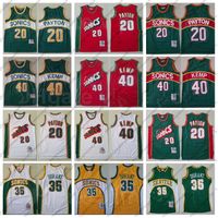 Wholesale Vintage Mitchell And Ness Basketball Shawn Kemp Jersey Kevin Durant Gary Payton Retro Color Green Red White Yellow All Stitched High Quality Big Team Logo