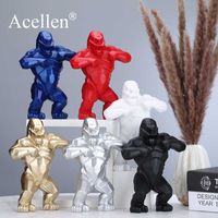 Wholesale Gorilla Geometric Sculpture Resin Monkey King Kong Home Decor Model Collectible Nordic Living Room Decoration Ornaments Gifts