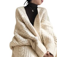 Wholesale Long Thick Knit Sweater Women Autumn Winter Cardigans Loose Pockets Coat Knitted Jacket Cardigan Elegant Maxi Tops Streetwear