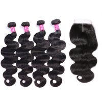Wholesale Human Hair Bulks Body Wave Bundles With Closure x4 Transprant Lace Brazilian Remy Weave Extension And Frontal