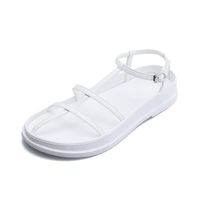 Wholesale Sandals Real Leather Flat Platform Roman Female Summer Fairy Fashion Strappy Beach Shoes Black White Slippers Cowhide