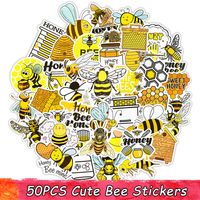 Wholesale 50 Cute Bee Sticker Toys for Kids Gift Cartoon Honey Insect Animal Stickers to DIY Laptop Phone Fridge Kettle Bike Car Decal