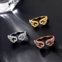 Wholesale Adjustable Angel Wings Ring Micro Pave Zircon Gold Color Wing Charm Open Band Rings For Women Vintage Fashion Jewelry Wedding femme Female Gift
