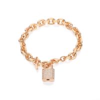 Wholesale Wholale Jewelry Cubic Zirconia Small Lock key Pendant Charms Bracelet Women Link Chain Gold Sier Lover Lock Bracelet