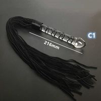 Wholesale Crystal Dildo Real Leather Flogger Glass Penis Whip Sex Whip G spot Anal Bead Leather Tools Restraints Bdsm Sex Adult Games