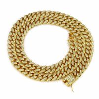 Wholesale New Fashion Men k Gold Plated Rhintone Hip Hop Iced Out Miami Cuban Link Chain Necklac