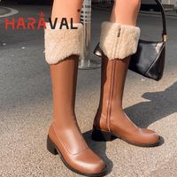 Wholesale 32 Size Knee High Boot Lamb Hair Full Leather High Boots Warm Snow Shoes Women Available From Stock Main Push E236L1