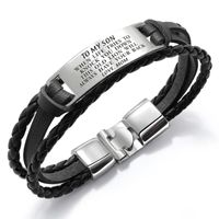 Wholesale Mom To My Son From Hand Woven Retro Multi Color Engrave Stainless Steel Bracelets Birthday Graduation Gift Charm