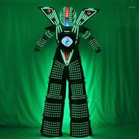 Wholesale Party Decoration Traje LED Robot Costume Clothes Stilts Walker Suit Helmet Laser Gloves