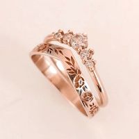 Wholesale 12Sets V Shape Ring For Women Hand Carved Engagement Bridal Set Christmas Birthday Gift