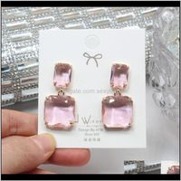 Wholesale Jewelry Drop Delivery Shiny Side Fashion Accessories Square Glass Beads Stud For Women Gift Earrings R3Gw