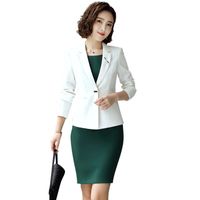 Wholesale Women s Suits Blazers Fmasuth Office Dress Suit Ladies Full Sleeve White Blazer Sleeveless Green Business Set For Women HEN1323S01