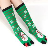 Wholesale Party Supplies Fashion Women Funny Cartoon Printed Toe Socks Cotton Five Fingers Casual Soft Christmas Sock