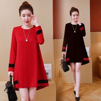 Wholesale Casual Dresses Fall And Winter Pregnant Dress Long Sleeve A line Large Maternity Covering Meat