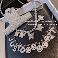 Wholesale Strands Strings Bright Streamer Smiley Face Necklace k Platinum Plated Eight Heart Arrow Zircon Letter Bone