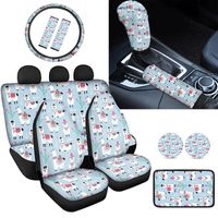 Wholesale Car Seat Covers INSTANTARTS Cute Little Alpaca Printed Comfortable Seatbelt Shoulder Pad Soft Accessories Sets Steering Wheel Cover