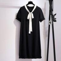 Wholesale Dresses Jin Women s Fat Sister Mm Xia Xian Thin Bow Tie Wood Ear Dress Cover Belly Small Black Skirt