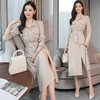 Wholesale Casual Dresses Spring And Autumn Fashion Ladies Dress Waist Trend Long Shirt Style Tide