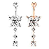 Wholesale Shiny Butterfly Women Belly Button Ring Beautiful Navel Piercing Body Jewelry Navel Bell Button Rings Crystal Gold Silver