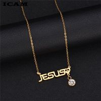 Wholesale JESUS Fashion Men Charm Metal Pendant Necklace Stainless Steel Chain Christian Symbol Jewelry Making Necklaces