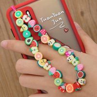 Wholesale Design Fruit String Mobile Chain Multi Color For Girls Phone Choker Necklace Strap Lanyard Soft Pottery Keys Lady Gift Charm Bracelets