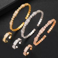 Wholesale Earrings Necklace Brand Romantic Elegant Mix Match Stackable Bangle Ring Set For Women Bridal Wedding Full Micro Cubic Zircon Pave Pa