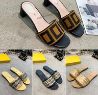 Wholesale Paris Women Slippers sandals Beach Slide Girls Flat Slipper Scuffs Shoes Summer Ladies Flip Flops Knitted Embroidery slides with box