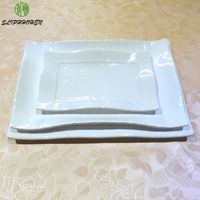 Wholesale ECO Friendly Rectangle Dishes A5 Melamine Business Tableware Hotel Dinner Plates White Imitation Porcelain Dinnerware