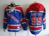 Wholesale Top Quality Old Time Hockey Jerseys New York Rangers Wayne Gretzky Blue Dark Blue Hoodie Pullover Sports Sweatshirts Winter Jacket