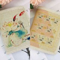 Wholesale Wallets Chinese Style New Handmade Women s Fabric Disc Buckle Short Linen Material Printed Small Female Simple Cardbag