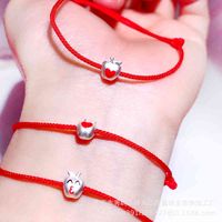 Wholesale 999 sterling sier glue dropping small apple Bracelet DIY simple rope D Apple Store drainage promotion gift