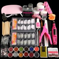 Wholesale Nail Art Kits Pro Acrylic Kit Full Manicure Set With Lamp Drill Machine Powder Liquid Glitter Tips Tools